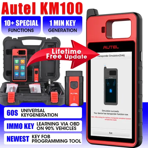 Autel KM100E Key Programmer KM100 Universal Key Generator Key FOB Programming Tool Car Key Immobilizer Lifetime Free Update