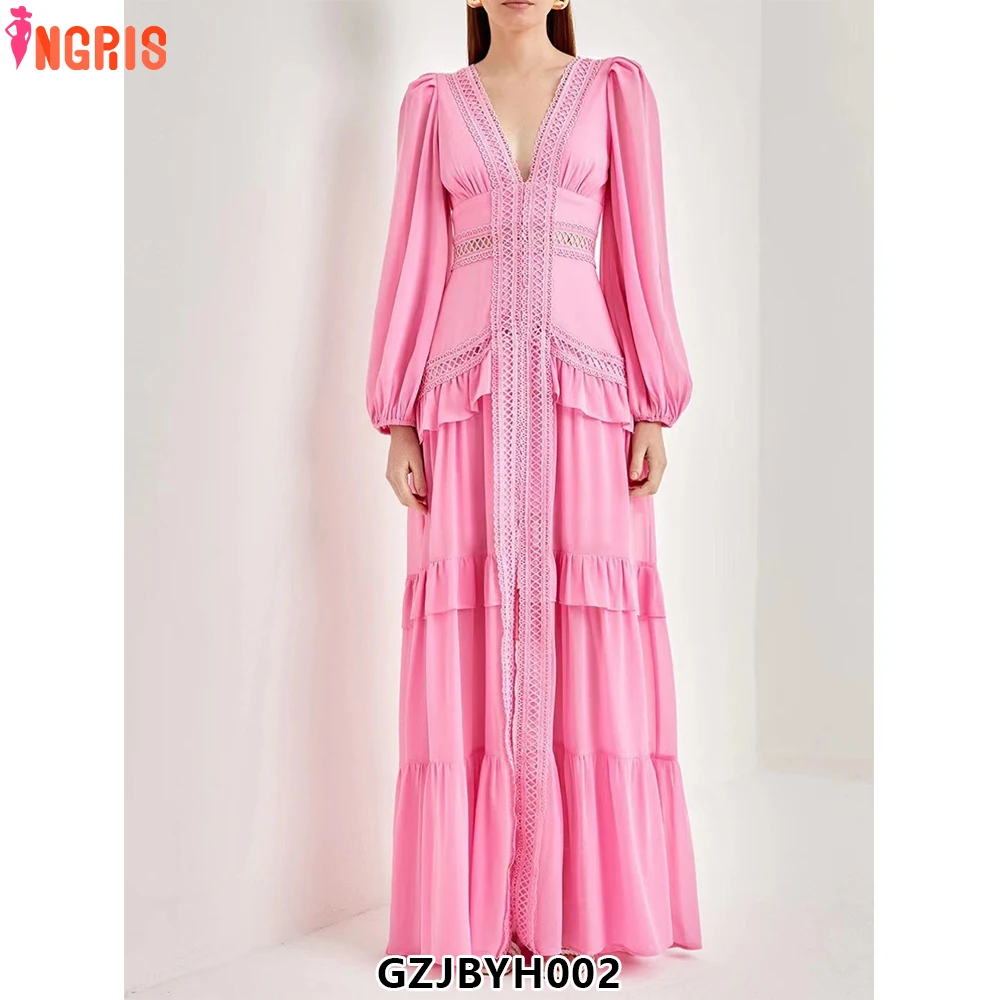 Fashion Style 2025 Spring New French Style Elegant Deep V Ruffled Lace Patchwork Long-sleeved Dress-GZJB002
Fashion Style 2025 Spring New French Style Elegant Deep V Ruffled Lace Patchwork Long-sleeved Dress-GZJB002