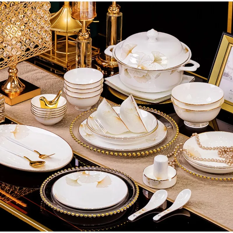 Ceramic tableware, bowl and plate tableware, full set of combination household light and luxury style bone china bowl tableware
Ceramic tableware, bowl and plate tableware, full set of combination household light and luxury style bone china bowl tableware