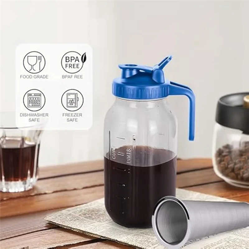AA50-Cold Brew Coffee Maker,64Oz Wide Mouth Mason Jar Pitcher With Filter,Pour Spout Handle Lid,Leak-Proof Pitcher
AA50-Cold Brew Coffee Maker,64Oz Wide Mouth Mason Jar Pitcher With Filter,Pour Spout Handle Lid,Leak-Proof Pitcher
