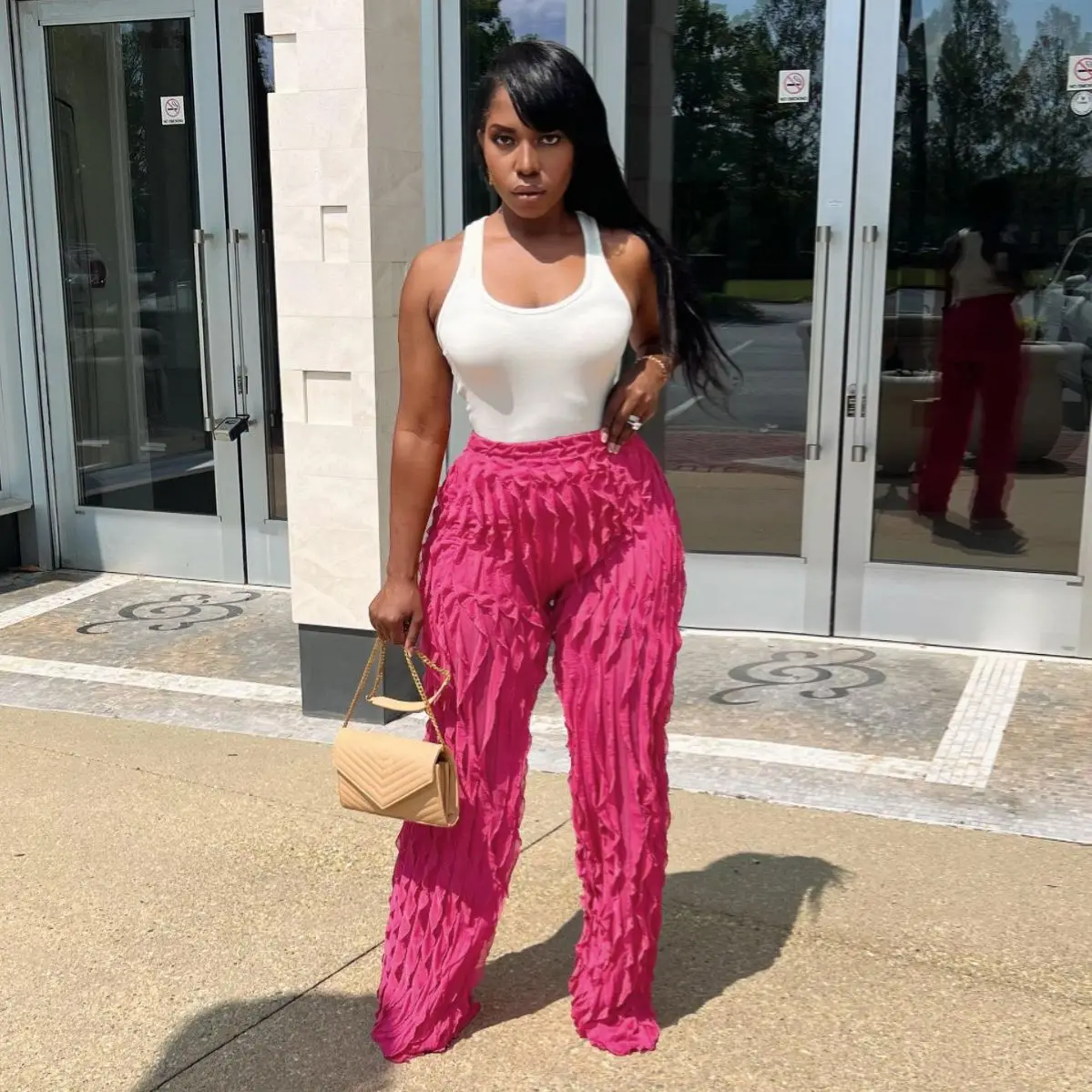 2023 Female Bottoms Y2K Streetwear Sexy Ruffles Patchwork Trousers Women Hipster High Waisted Straight Leg Pants Fall
2023 Female Bottoms Y2K Streetwear Sexy Ruffles Patchwork Trousers Women Hipster High Waisted Straight Leg Pants Fall