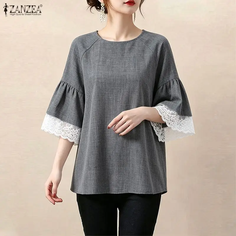 ZANZEA Summer Autumn Women Blouses Lace Patchwork Half Sleeve Tops O Neck Tee Oversize 3XL Party OL Work Blusas Casual Tunic
ZANZEA Summer Autumn Women Blouses Lace Patchwork Half Sleeve Tops O Neck Tee Oversize 3XL Party OL Work Blusas Casual Tunic
