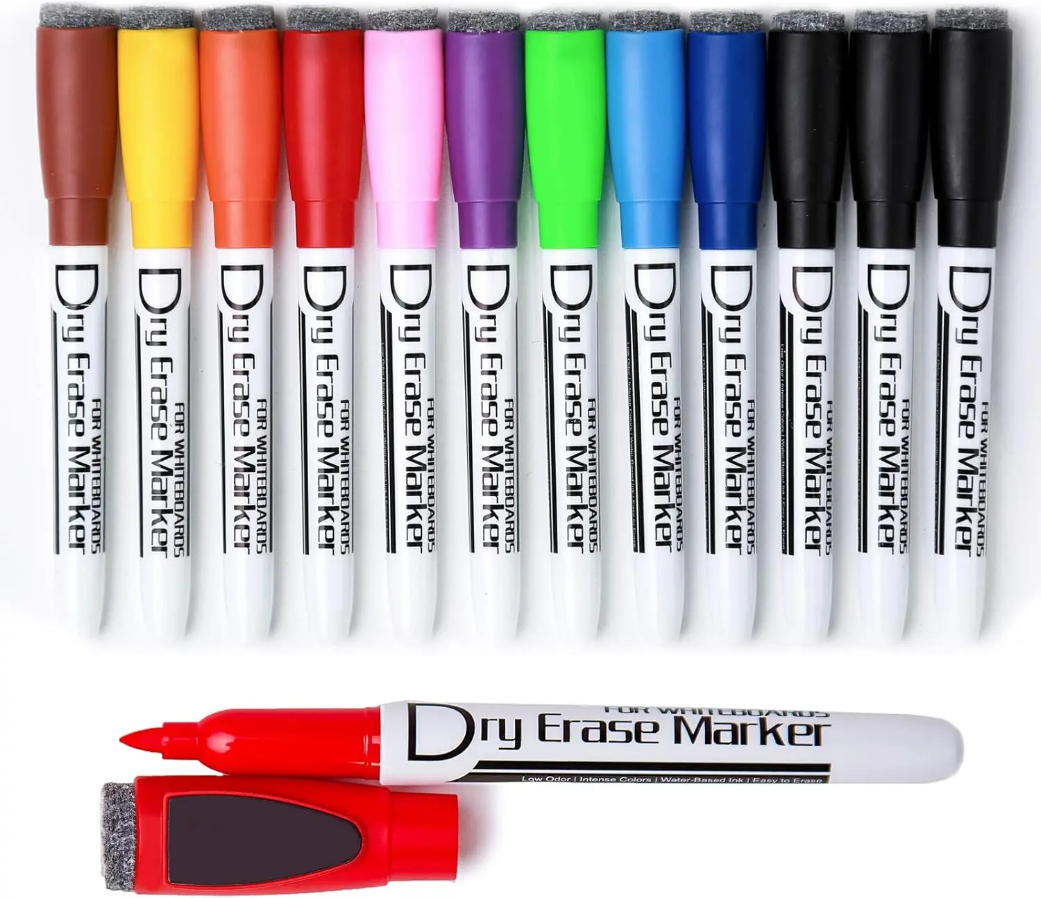Dry Erase Markers with Eraser Cap, Low Odor Fine Tip Whiteboard Pens, 12 Pack 10 Colors for Office and Classroom
Dry Erase Markers with Eraser Cap, Low Odor Fine Tip Whiteboard Pens, 12 Pack 10 Colors for Office and Classroom