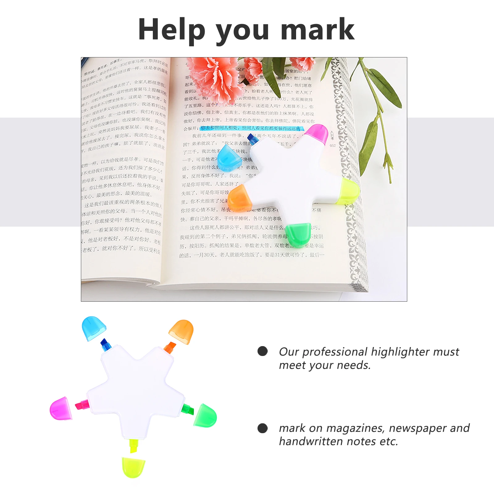 5pcs Five Color Highlighters Students Stationery Graffiti Star Shaped Pen Bright Colors No Ink Leakage Smooth Writing Quality
5pcs Five Color Highlighters Students Stationery Graffiti Star Shaped Pen Bright Colors No Ink Leakage Smooth Writing Quality
