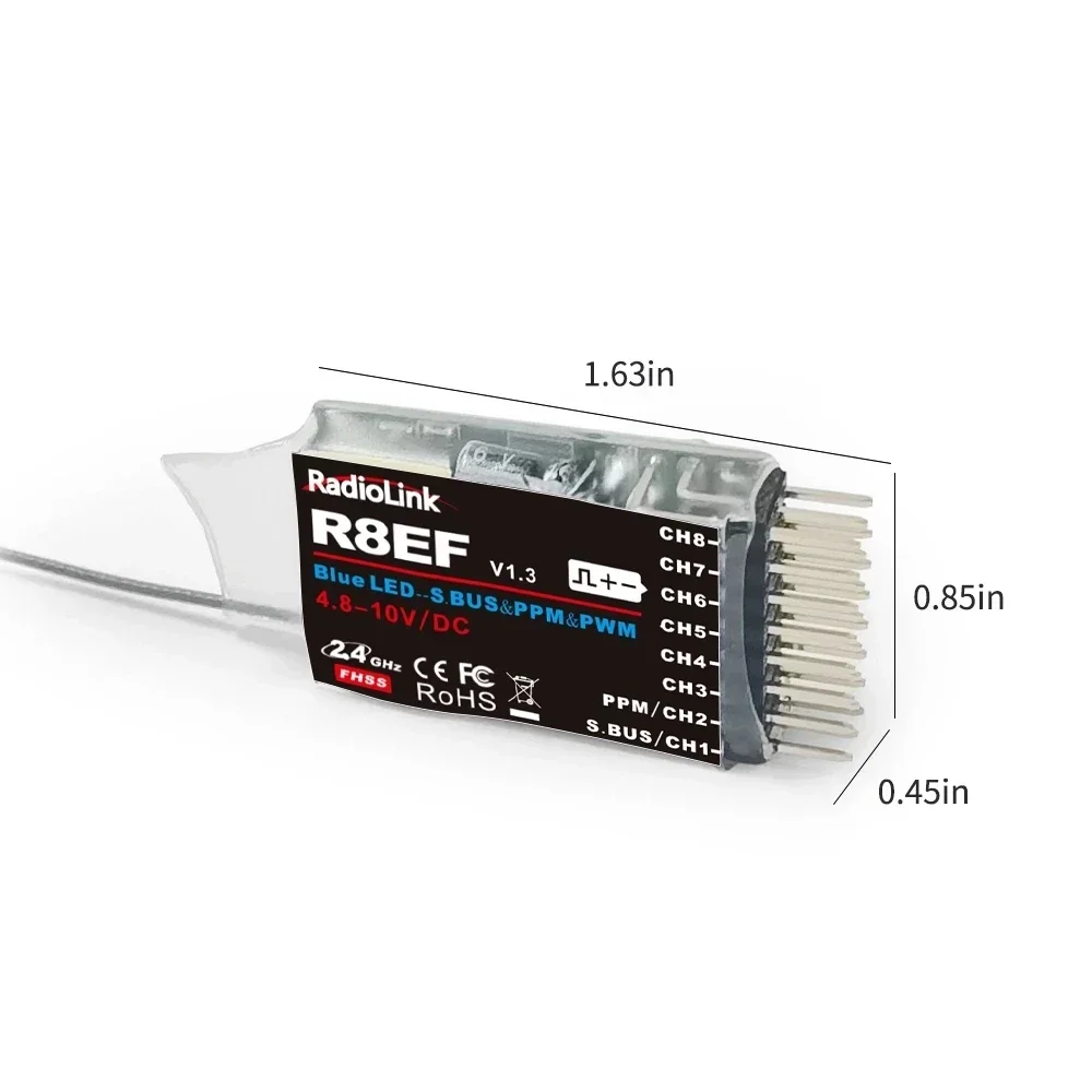 Radiolink R8EF 2.4Ghz 8 Channels RC Receiver Support S-Bus/PPM/PWM Signal for 8CH T8FB T8S RC Transmitter RC Car Boat Airplane
Radiolink R8EF 2.4Ghz 8 Channels RC Receiver Support S-Bus/PPM/PWM Signal for 8CH T8FB T8S RC Transmitter RC Car Boat Airplane