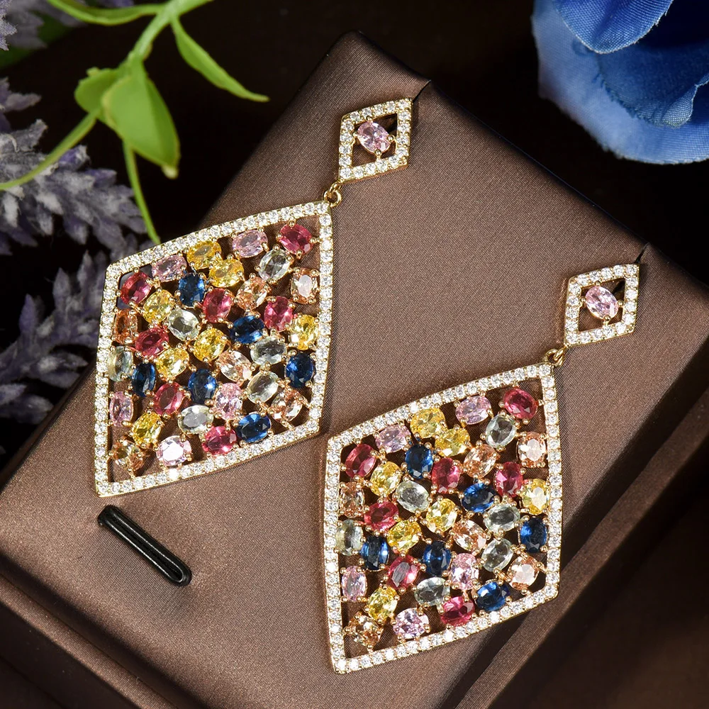 HIBRIDE Gorgeous Multicolor Geometric AAA Cubic Zirconia Drop Earrings For Women Bridal Party Brincos Fashion Jewelry E-568
HIBRIDE Gorgeous Multicolor Geometric AAA Cubic Zirconia Drop Earrings For Women Bridal Party Brincos Fashion Jewelry E-568