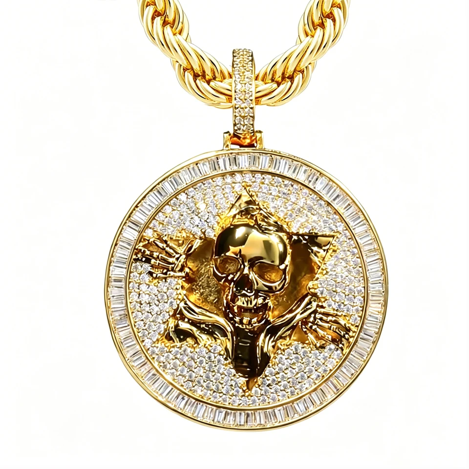 VANAXIN Iced Out Skull Circle Necklace Pendant for Men Micro Pave Zirconia Cubic 18k Gold Plated Hip Hop Jewelry Rope Chain
VANAXIN Iced Out Skull Circle Necklace Pendant for Men Micro Pave Zirconia Cubic 18k Gold Plated Hip Hop Jewelry Rope Chain
