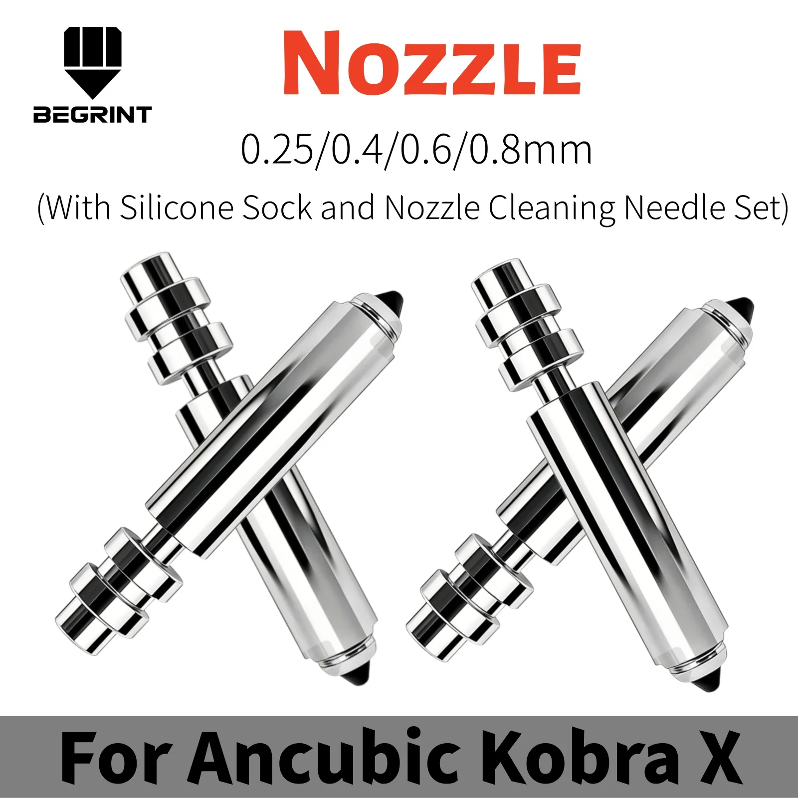 Upgraded Integrated Bimetal Nozzle for Anycubic Kobra X, 0.25 0.4 0.6 0.8mm with Silicone Sock and Nozzle Cleaning Needle Kit
Upgraded Integrated Bimetal Nozzle for Anycubic Kobra X, 0.25 0.4 0.6 0.8mm with Silicone Sock and Nozzle Cleaning Needle Kit