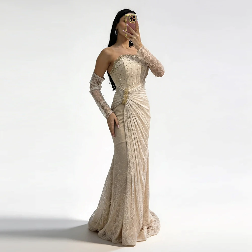 Modern Customized Floor Length Saudi Dress Mermaid Evening Gown Sleeveless Beading Strapless Formal Wedding Party Dress
Modern Customized Floor Length Saudi Dress Mermaid Evening Gown Sleeveless Beading Strapless Formal Wedding Party Dress