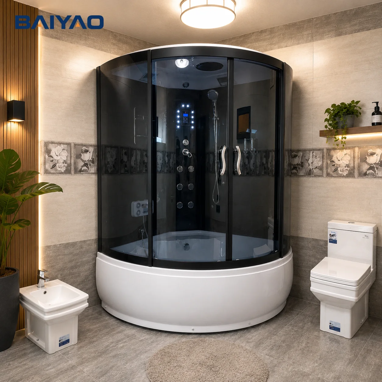 Custom Size New Modern Acrylic Quadrant Hotel Use Whirlpool Hydro Massage Soaking Bathtub Steam Shower Black Framed LED Light Sh
Custom Size New Modern Acrylic Quadrant Hotel Use Whirlpool Hydro Massage Soaking Bathtub Steam Shower Black Framed LED Light Sh