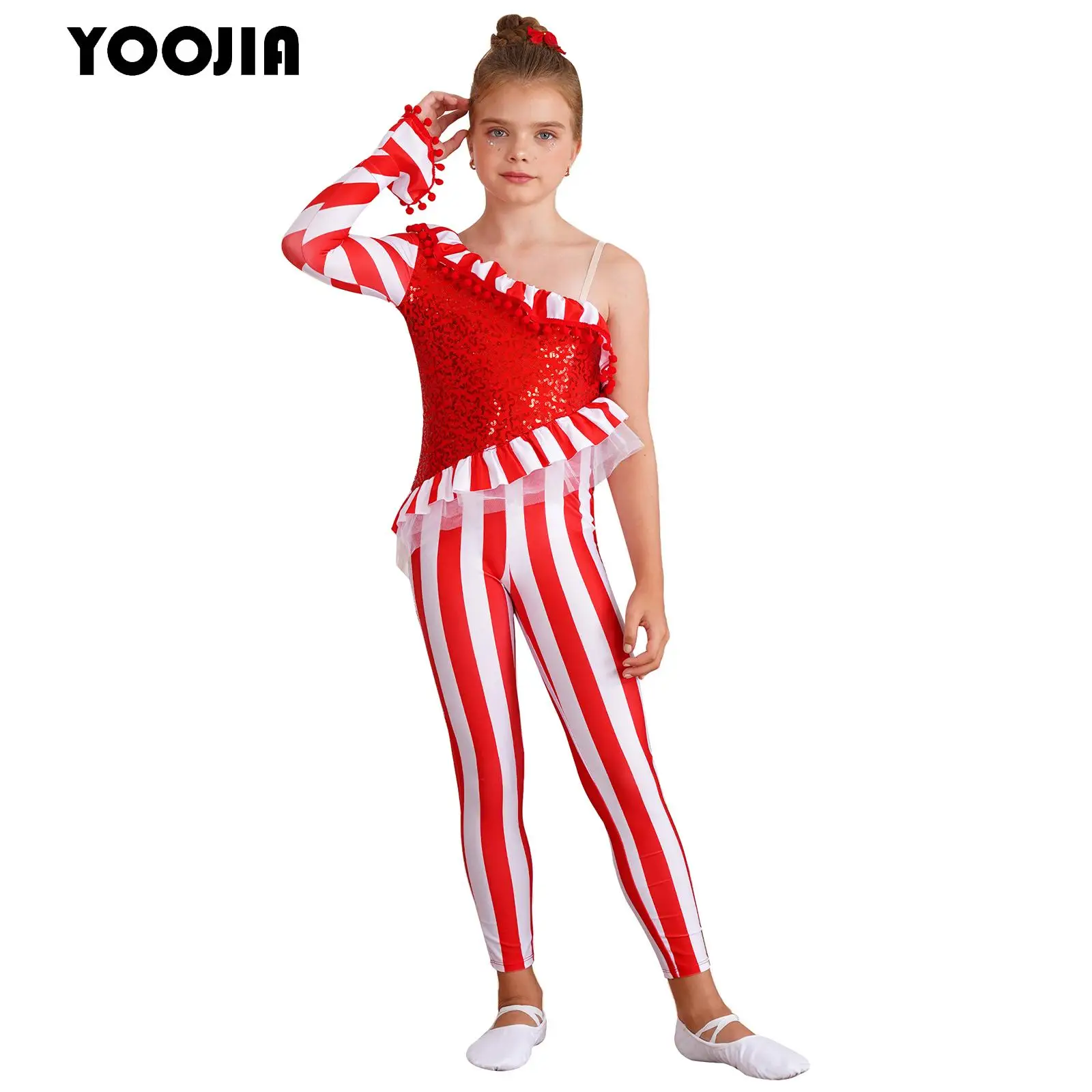 Kids Girls Christmas Candy Cane Jumpsuit Striped Sequin One Shoulder Xmas Holiday Santa Sweetie Full Bodysuit Gymnastics Leotard
Kids Girls Christmas Candy Cane Jumpsuit Striped Sequin One Shoulder Xmas Holiday Santa Sweetie Full Bodysuit Gymnastics Leotard