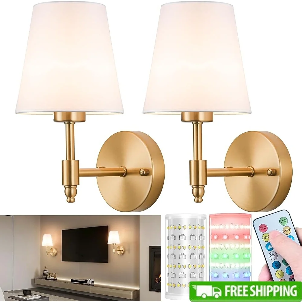 Battery Operated Wireless Wall Sconces Set of 2 RGB Dimmable Rechargeable Indoor Lighting with Remote Control Magnetic Bulbs
Battery Operated Wireless Wall Sconces Set of 2 RGB Dimmable Rechargeable Indoor Lighting with Remote Control Magnetic Bulbs