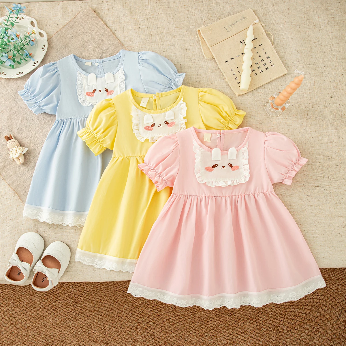 Cotton Dress for Toddler Girl Cute Decorative Lace Bubble Sleeves Solid Color Dress Girls Summer Amusement Park Costume
Cotton Dress for Toddler Girl Cute Decorative Lace Bubble Sleeves Solid Color Dress Girls Summer Amusement Park Costume