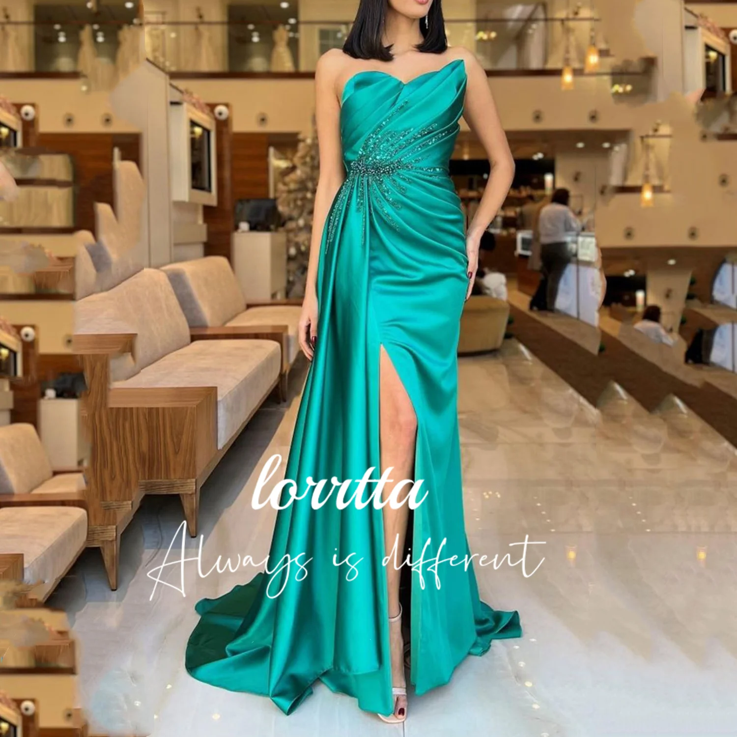 Lorrtta Fishtail Pleated Satin Sequined Strapless Off-the-shoulder Sleeveless Sexy Prom Dress With Slit فساتين للحفلات الراقصة
Lorrtta Fishtail Pleated Satin Sequined Strapless Off-the-shoulder Sleeveless Sexy Prom Dress With Slit فساتين للحفلات الراقصة