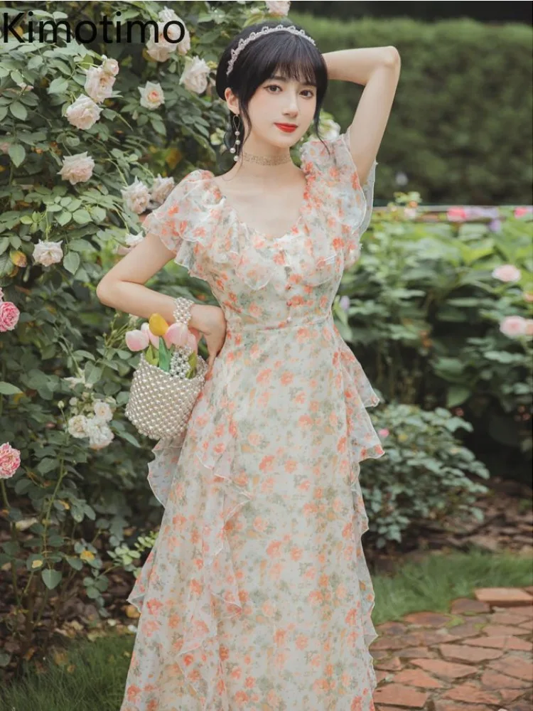 Kimotimo French Retro Floral Chiffon Dress Women 2025 Summer Fairy High Waist Slim Fit Ruffle Vacation Long Dresses Elegant Robe
Kimotimo French Retro Floral Chiffon Dress Women 2025 Summer Fairy High Waist Slim Fit Ruffle Vacation Long Dresses Elegant Robe