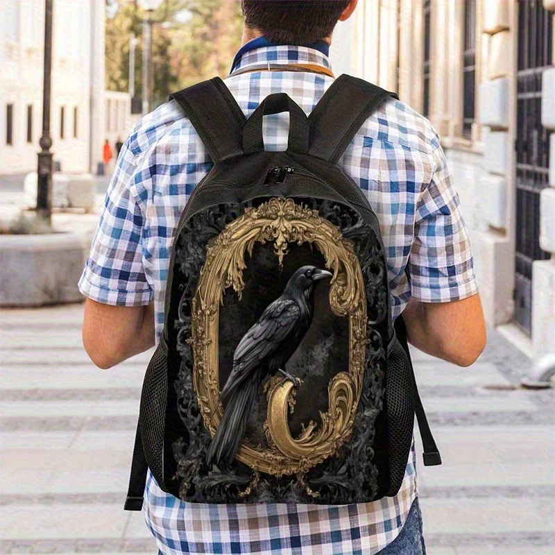 1pc a 2D Flat Printed Gothic Style Backpack Featuring a Vibrant Design, Sturdy Zippers, And a Shoulder Bag with a Crow Golden Fr
1pc a 2D Flat Printed Gothic Style Backpack Featuring a Vibrant Design, Sturdy Zippers, And a Shoulder Bag with a Crow Golden Fr