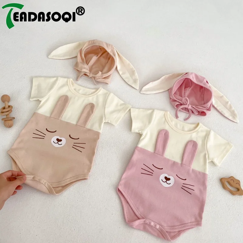 0-2Y Cute Rabbit-Shaped Baby Girl's 2024 Summer Short Sleeve Patchwork Bodysuit With Matching Hat Infant Newborn Kids One-pieces
0-2Y Cute Rabbit-Shaped Baby Girl's 2024 Summer Short Sleeve Patchwork Bodysuit With Matching Hat Infant Newborn Kids One-pieces