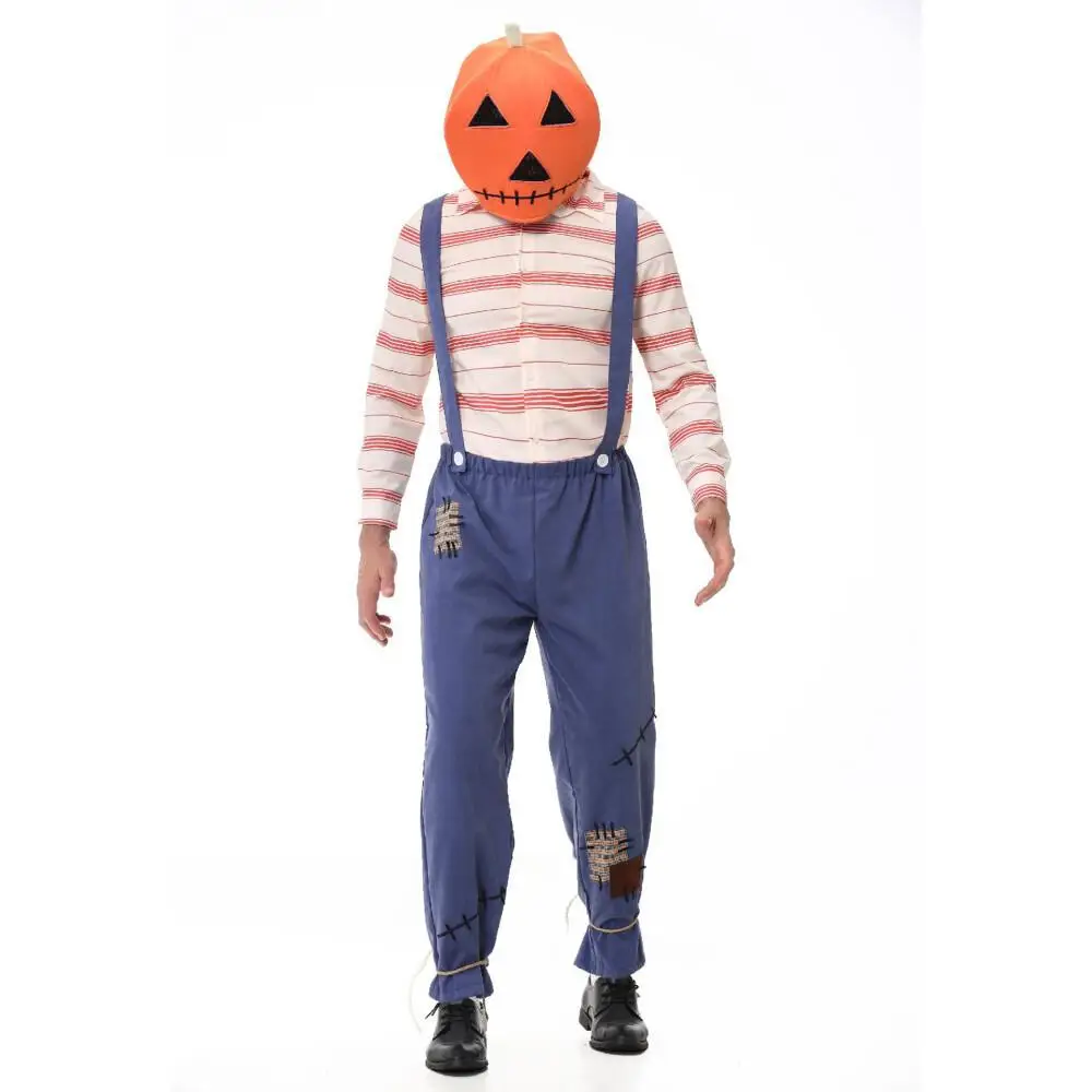 Halloween Scarecrow Costume Pumpkin Head Patchwork Suspender Pants Horror Harvest Festival Masquerade Party Cosplay Outfit
Halloween Scarecrow Costume Pumpkin Head Patchwork Suspender Pants Horror Harvest Festival Masquerade Party Cosplay Outfit