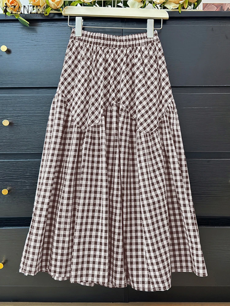 ZANZEA Women Plaid Printed Maxi Skirt Casual Elastic Waist Jupes Bohemian Ruffles Stitching Vintage 2025 Autumn Pleating Faldas
ZANZEA Women Plaid Printed Maxi Skirt Casual Elastic Waist Jupes Bohemian Ruffles Stitching Vintage 2025 Autumn Pleating Faldas
