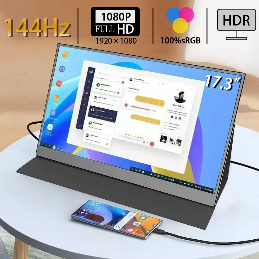 17,3-дюймовый портативный монитор 144 Гц для ноутбука, 1080P 72 NTSC 100 sRGB USB C HDMI для путешествий, внешний второй компьютерный экран с HDR
17,3-дюймовый портативный монитор 144 Гц для ноутбука, 1080P 72 NTSC 100 sRGB USB C HDMI для путешествий, внешний второй компьютерный экран с HDR