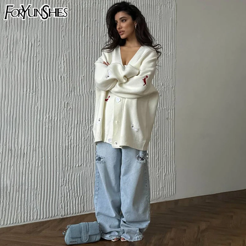 Embroidery Knit Cardigan for Women Cozy V-neck Long Sleeve Button Down Sweater Jacket Teen-girl Fall Winter Trendy Outfit
Embroidery Knit Cardigan for Women Cozy V-neck Long Sleeve Button Down Sweater Jacket Teen-girl Fall Winter Trendy Outfit