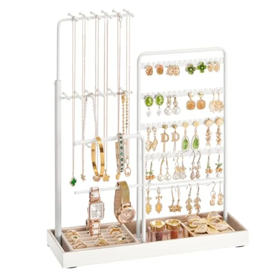 Jewelry Holder, Jewelry Storage Organizer Stand with Metal Frame, Velvet Tray, 12.1 to 18.7 Inch Tall Height Adjustable Necklac
Jewelry Holder, Jewelry Storage Organizer Stand with Metal Frame, Velvet Tray, 12.1 to 18.7 Inch Tall Height Adjustable Necklac