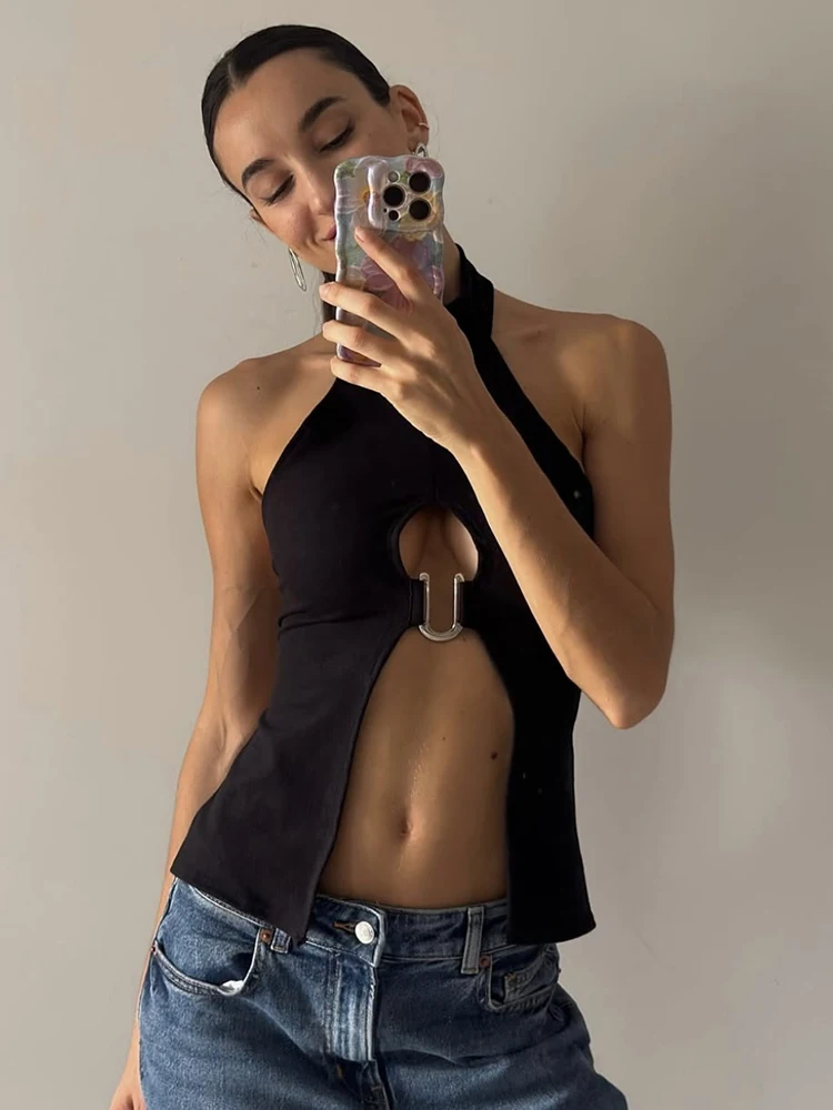 Whatiwear топы с нерегулярными разрезами, женские водолазки на пуговицах с лямкой на шее, металлические кольца в стиле пэчворк, обтягивающие наряды в уличном диком стиле для девочек
Whatiwear топы с нерегулярными разрезами, женские водолазки на пуговицах с лямкой на шее, металлические кольца в стиле пэчворк, обтягивающие наряды в уличном диком стиле для девочек