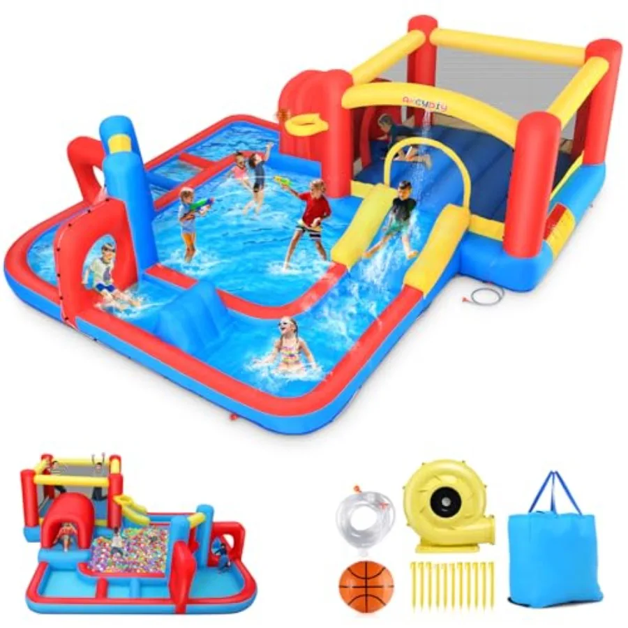 Large Inflatable Water Slide for 3-12 Years Old with Bounce House and Obstacle Course Blue Summer Indoor/Outdoor Water Fun Incl
Large Inflatable Water Slide for 3-12 Years Old with Bounce House and Obstacle Course Blue Summer Indoor/Outdoor Water Fun Incl