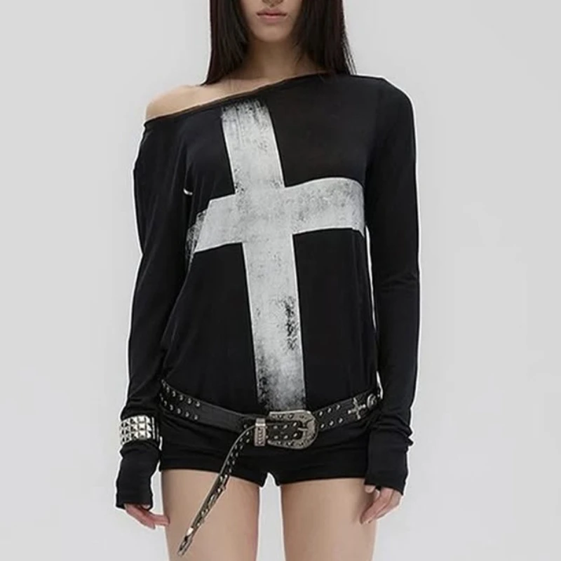 American High Street Sexy Off The Shoulder Loose Women T Shirts Y2k Aesthetic Subcultural Print Casual Clothes Harajuku Lazy Top
American High Street Sexy Off The Shoulder Loose Women T Shirts Y2k Aesthetic Subcultural Print Casual Clothes Harajuku Lazy Top