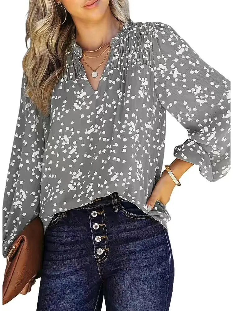 Women's Shirts 2024 Spring And Autumn New Fashion Floral Printing V Neck Tops Casual Loose Long Sleeve Ladies Pullover Blouse
Women's Shirts 2024 Spring And Autumn New Fashion Floral Printing V Neck Tops Casual Loose Long Sleeve Ladies Pullover Blouse