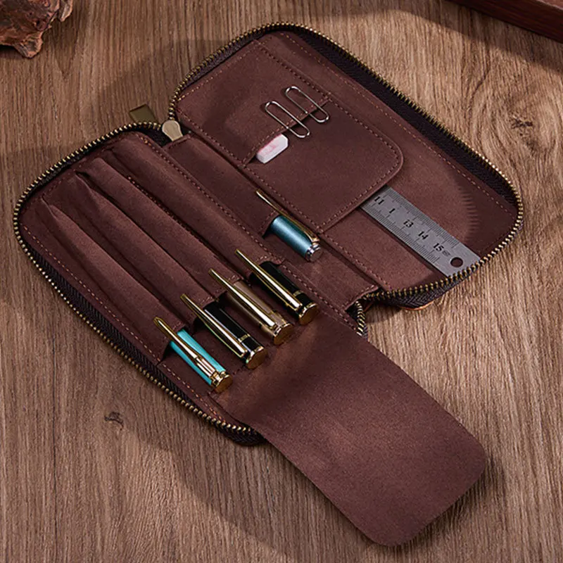 Black plant-soft cowhide stationery pen case 5-piece multi-functional office zipper genuine leather clutch
Black plant-soft cowhide stationery pen case 5-piece multi-functional office zipper genuine leather clutch