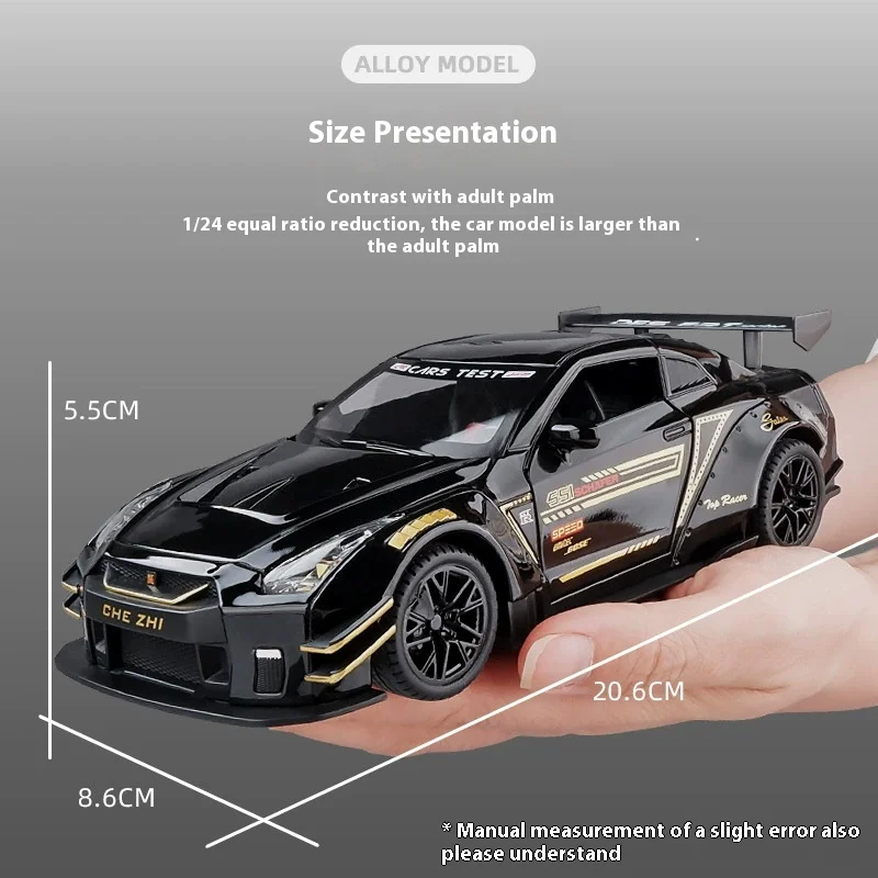 1:24 GTR-R35 Model Toy Sports Cars Alloy Diecast Sound Light Door Opened Pull Back Simulation Supercar for Boys Boyfriend Gift
1:24 GTR-R35 Model Toy Sports Cars Alloy Diecast Sound Light Door Opened Pull Back Simulation Supercar for Boys Boyfriend Gift
