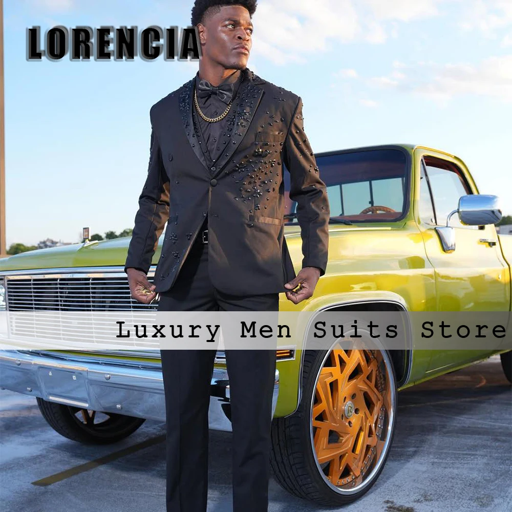 Elegant Crystal Men Suits 3 Pieces Single Breasted Wedding Party Outfits Customized Blazer Vest Pants robe mariage femme
Elegant Crystal Men Suits 3 Pieces Single Breasted Wedding Party Outfits Customized Blazer Vest Pants robe mariage femme