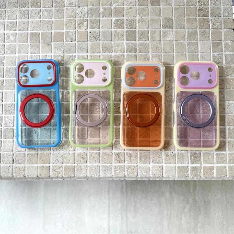 Candy Color Transparent 360° Phone Case With Rotating Ring Stand For IPhone 17 16 15 Pro Max Shockproof Protective Cover
Candy Color Transparent 360° Phone Case With Rotating Ring Stand For IPhone 17 16 15 Pro Max Shockproof Protective Cover