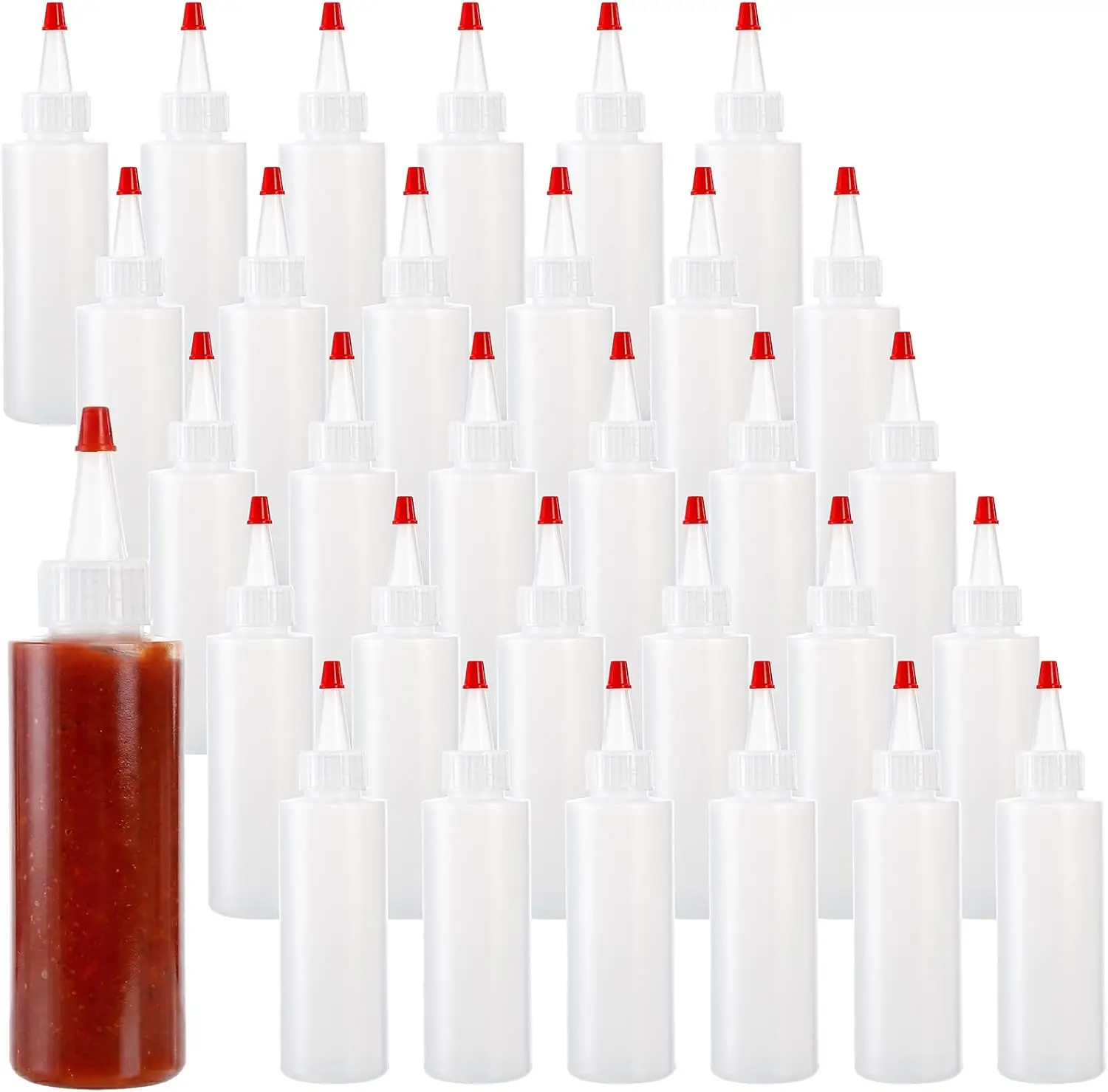 30 Pack Small Plastic Squeeze Condiment Bottles with Red Tip Cap, 4 oz Squirt Bottle for Ketchup, BBQ, Sauces, Syrup, Condiments
30 Pack Small Plastic Squeeze Condiment Bottles with Red Tip Cap, 4 oz Squirt Bottle for Ketchup, BBQ, Sauces, Syrup, Condiments