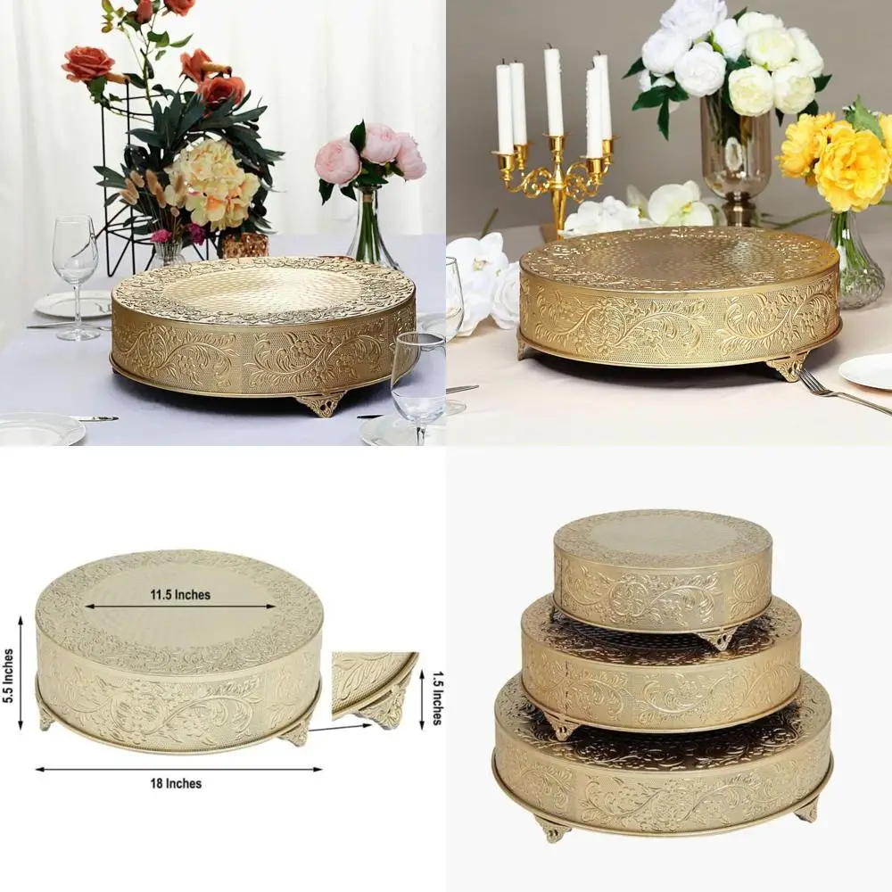 Round Gold Embossed Metal Cake Stand, 18 Inch, Wedding Dessert Plateau Riser for Elegant Display
Round Gold Embossed Metal Cake Stand, 18 Inch, Wedding Dessert Plateau Riser for Elegant Display