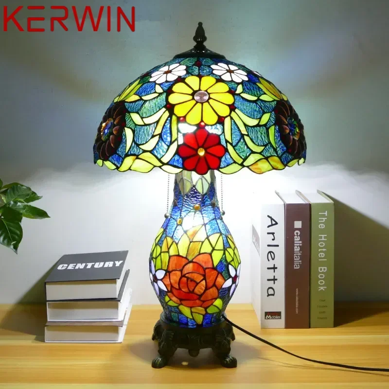 KERWIN Tiffany Table Lamp American Retro Living Room Bedroom Lamp Luxurious Villa Hotel Stained Glass Desk Lamp
KERWIN Tiffany Table Lamp American Retro Living Room Bedroom Lamp Luxurious Villa Hotel Stained Glass Desk Lamp