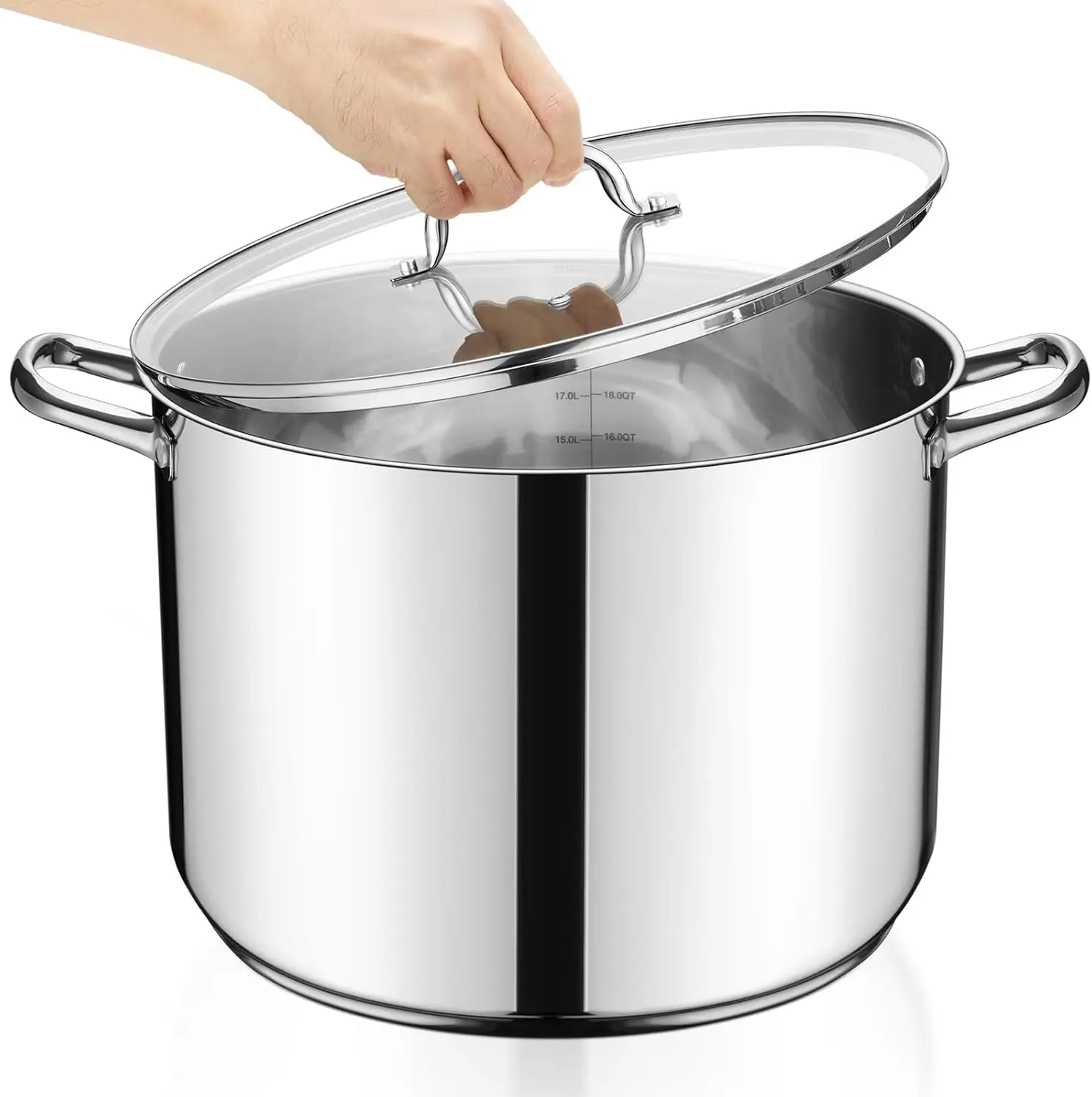 24-Quart Stainless Steel Stock Pot with Lid, Tri-Ply Bottom for Induction Stovetops, Dishwasher Safe
24-Quart Stainless Steel Stock Pot with Lid, Tri-Ply Bottom for Induction Stovetops, Dishwasher Safe