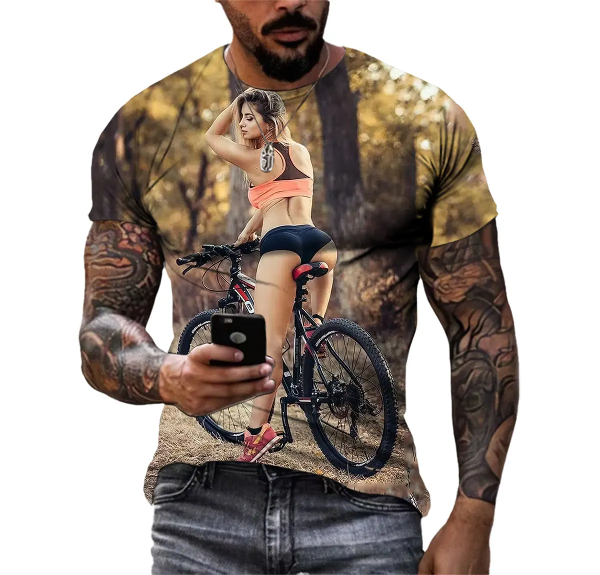 Summer Cool Sexy Beauty Bicycle 3d Hd Digital Print Men'S Hip Hop Trend Harajuku Style Large Silhouette Line Short Sleeve Shirt
Summer Cool Sexy Beauty Bicycle 3d Hd Digital Print Men'S Hip Hop Trend Harajuku Style Large Silhouette Line Short Sleeve Shirt