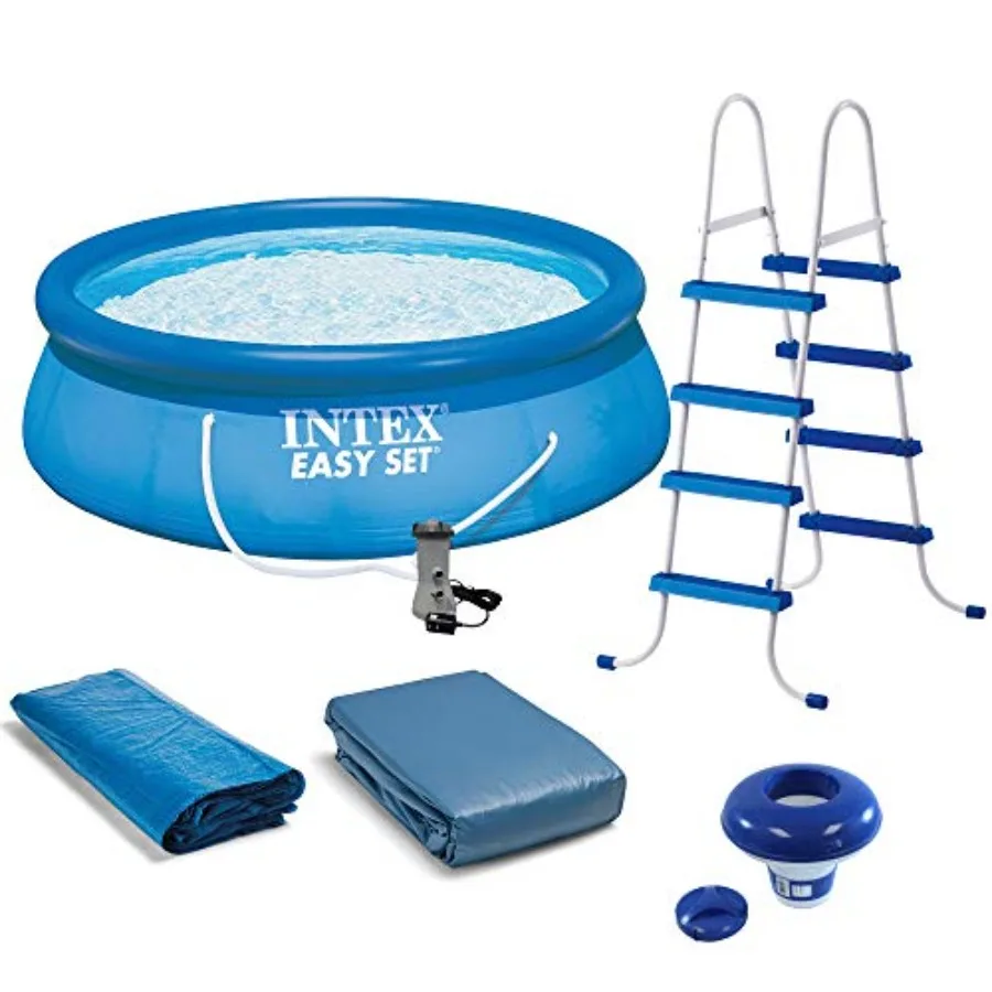 Easy Set Inflatable Swimming Pool Set: 15ft x 48in for backyard use, PVC material, blue color, features quick assembly, 1000 GP
Easy Set Inflatable Swimming Pool Set: 15ft x 48in for backyard use, PVC material, blue color, features quick assembly, 1000 GP