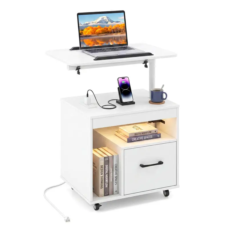 LED Nightstand with Power Outlets Modern Bedside Table with Flip over-White
LED Nightstand with Power Outlets Modern Bedside Table with Flip over-White