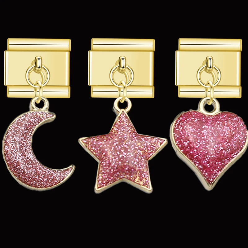 Pink Star Moon Heart Women's Vintage Bracelets Tassels Stainless Steel 9mm Italian Bracelets Charms Kit Links Jewelry DIY Making
Pink Star Moon Heart Women's Vintage Bracelets Tassels Stainless Steel 9mm Italian Bracelets Charms Kit Links Jewelry DIY Making