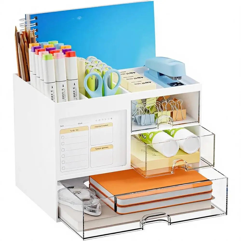 Multi-Functional 3-Drawer Desk Organizer with 4 Compartments, White - Office and Home Art Supply Storage
Multi-Functional 3-Drawer Desk Organizer with 4 Compartments, White - Office and Home Art Supply Storage