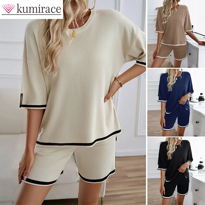 Women's Clothing 2025 Spring/summer Foreign Trade Round Neck Knitted Temperament Casual Short Sweater Two-piece Set Short Sets
Women's Clothing 2025 Spring/summer Foreign Trade Round Neck Knitted Temperament Casual Short Sweater Two-piece Set Short Sets