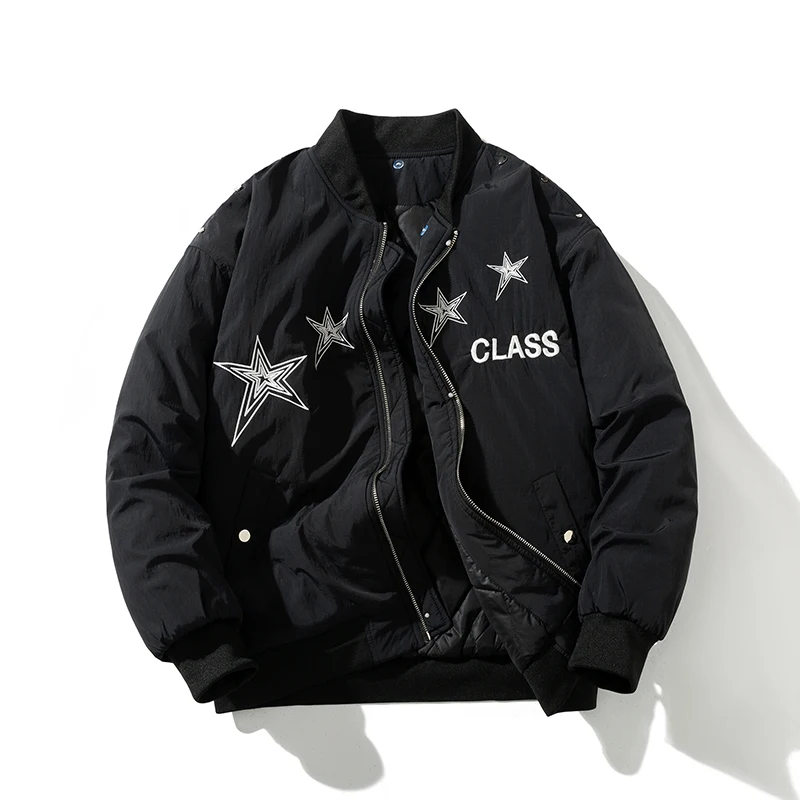 Men Hip Hop Jacket Autumn Winter Pentagram Embroidery Baseball Jacket Fashion Metal Buttons Designs Couple Coat Streetwear #812
Men Hip Hop Jacket Autumn Winter Pentagram Embroidery Baseball Jacket Fashion Metal Buttons Designs Couple Coat Streetwear #812