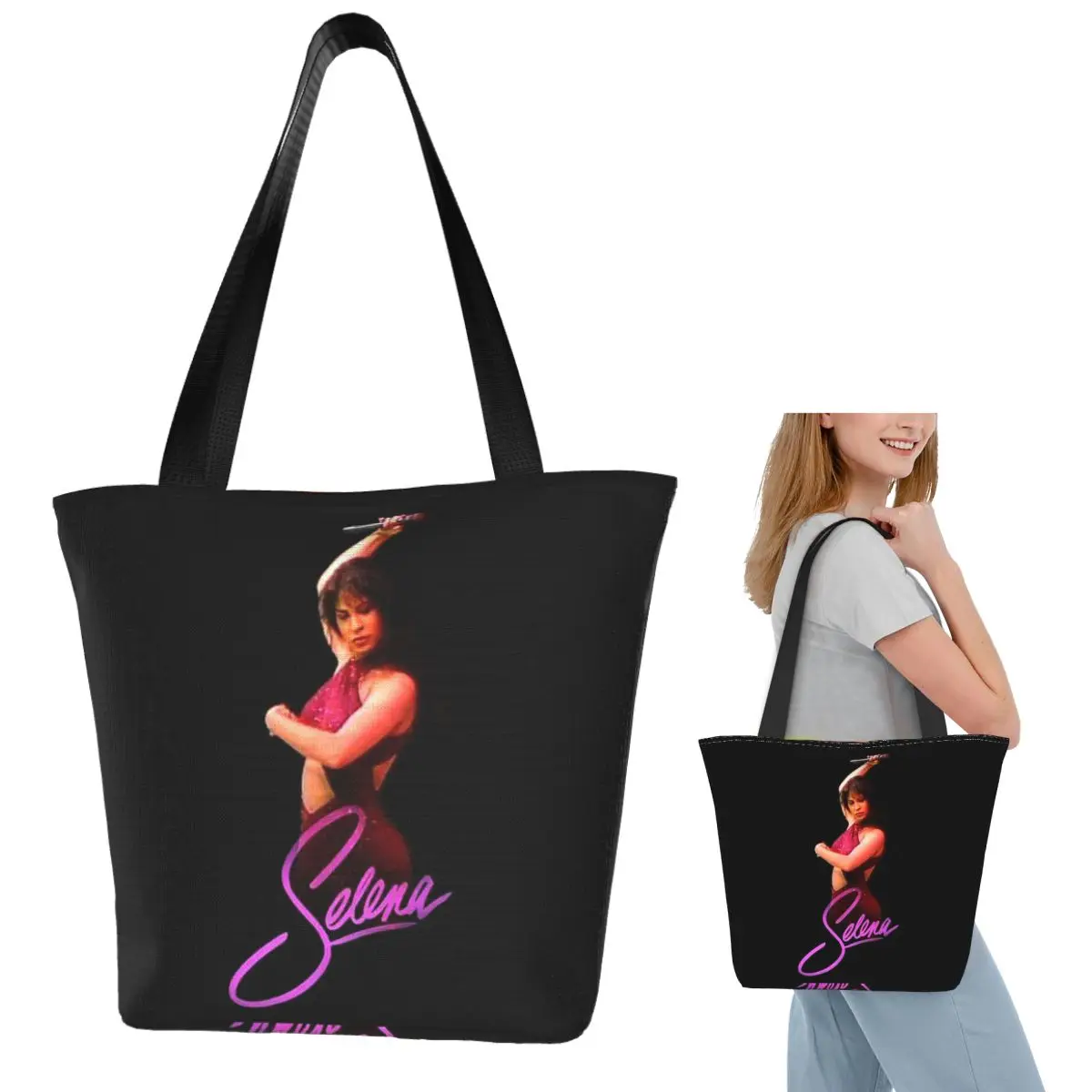 Popular Selena Quintanilla Singer Shopping Tote Bag Canvas Large Capacity Shoulder Bags Shopper Grocery Handbag for Women
Popular Selena Quintanilla Singer Shopping Tote Bag Canvas Large Capacity Shoulder Bags Shopper Grocery Handbag for Women