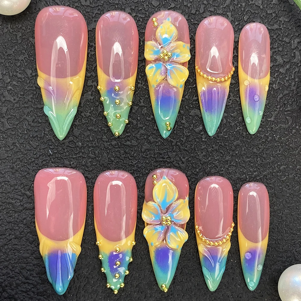 10PCS Stiletto Glossy Handmade Press on Nails Charms Gel Carved Thick Acrylic 35mm Salon Design Artificial Fingernail Daily Wear
10PCS Stiletto Glossy Handmade Press on Nails Charms Gel Carved Thick Acrylic 35mm Salon Design Artificial Fingernail Daily Wear