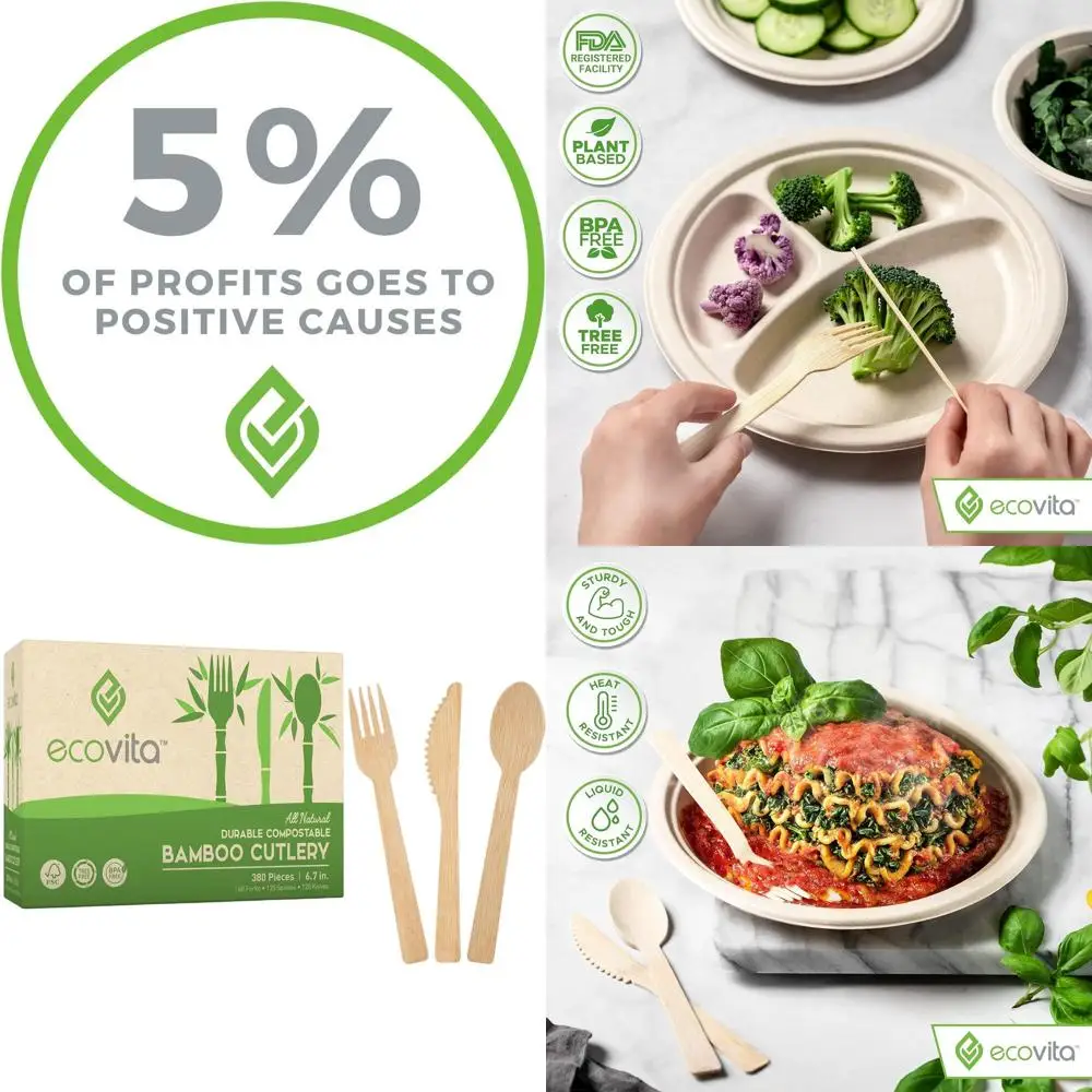 Экологичный набор бамбуковых столовых приборов - 380 биоразлагаемых предметов (7 видов): вилки, ложки, ножи с подносом
Экологичный набор бамбуковых столовых приборов - 380 биоразлагаемых предметов (7 видов): вилки, ложки, ножи с подносом