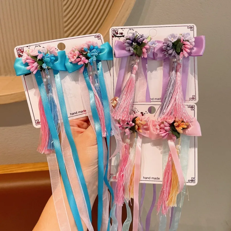 Chinese Style Tassel Hair Clips for Girls Floral Bow Ribbon Long Streamer Barrettes Hanfu Cosplay Princess Hair Accessories ZX07
Chinese Style Tassel Hair Clips for Girls Floral Bow Ribbon Long Streamer Barrettes Hanfu Cosplay Princess Hair Accessories ZX07