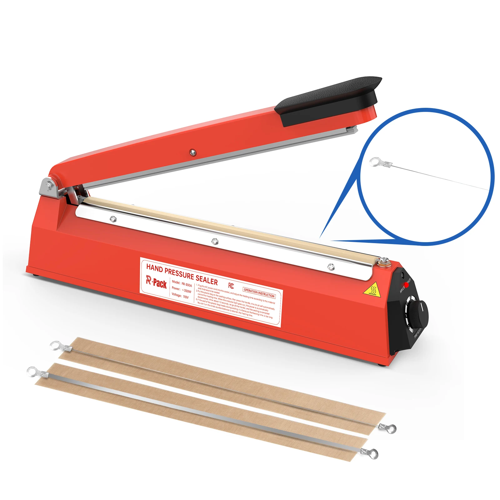 R-PACK Impulse Heat Sealer with Cutter, Heavy-Duty Bag-Sealing and Cutting Machine, 2 Extra Replacements (Red , 12 Inch)
R-PACK Impulse Heat Sealer with Cutter, Heavy-Duty Bag-Sealing and Cutting Machine, 2 Extra Replacements (Red , 12 Inch)